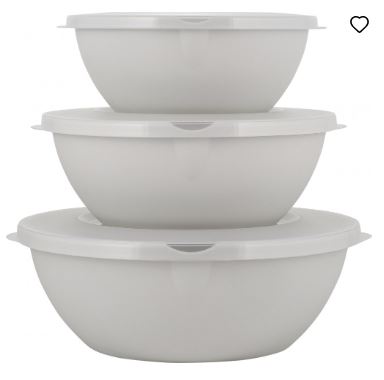 Набор мисок HELSINKI с крышками 3шт (2л,3л,5л) пепельный жемчуг